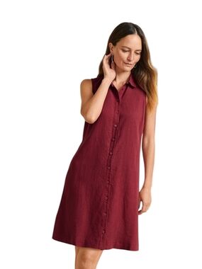 Garnet Hill Linen Shirtdress 100% European Flax Linen Purple Dress sz 4